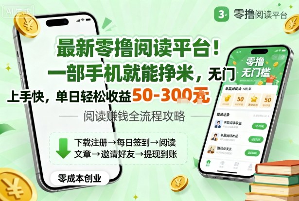 最新零撸阅读平台！一部手机就能挣米，无门槛上手快，单日轻松收益50-3张【揭秘】-星云网创