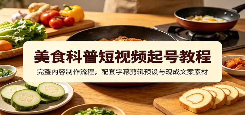 美食科普短视频起号教程：完整内容制作流程，配套字幕剪辑预设与现成文案素材-星云网创