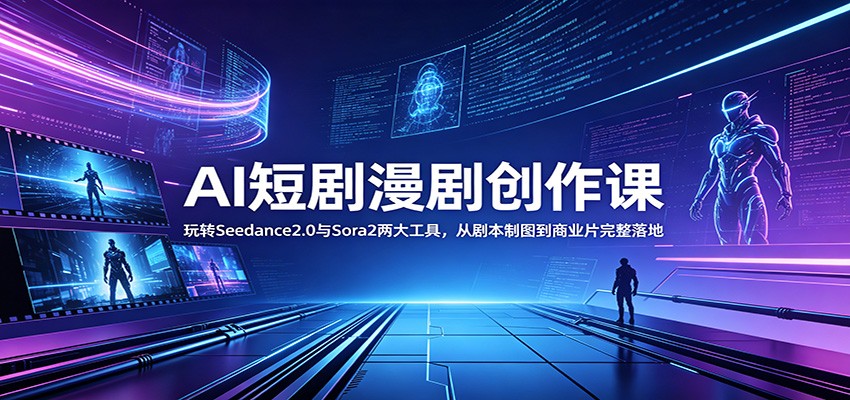 AI短剧漫剧创作课：玩转Seedance2.0与 Sora2两大工具，从剧本制图到商业片完整落地-星云网创