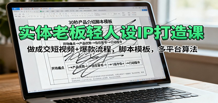 实体老板轻人设IP打造课：做成交短视频+爆款流程，脚本模板，多平台算法-星云网创