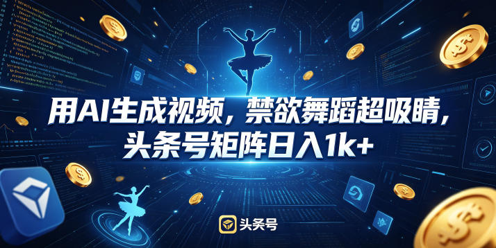 用AI生成视频，禁欲舞蹈超吸睛，头条号矩阵日入1k+-星云网创