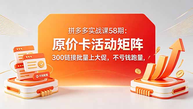 拼多多实战课58期：原价卡活动矩阵，300链接批量上大促，不亏钱跑量-星云网创