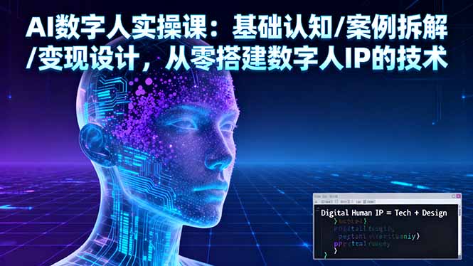 AI数字人实操课：基础认知/案例拆解/变现设计，从零搭建数字人IP的技术-云网创
