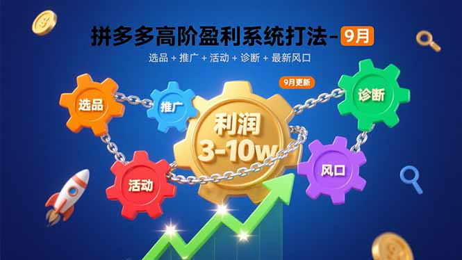 拼多多高阶盈利系统打法-9月：选品+推广+活动+诊断+最新风口，月利润3-10w-星云网创