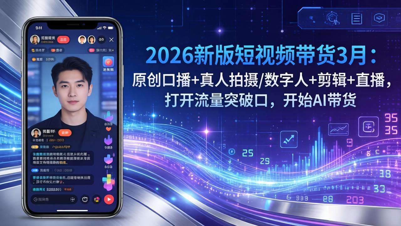 2026新版短视频带货3月：原创口播+真人拍摄/数字人+剪辑+直播，打开流量突破口，开始AI带货-星云网创