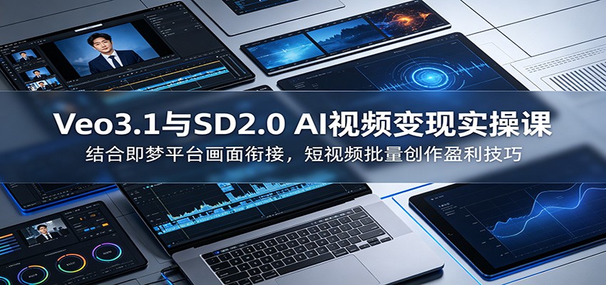 Veo3.1与SD2.0 AI视频变现实操课课：结合即梦平台画面衔接，短视频批量创作盈利技巧-星云网创