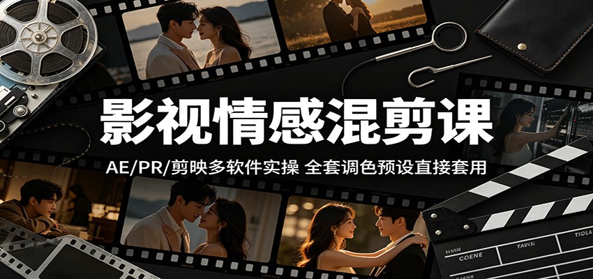 影视情感混剪课：AE/PR/剪映多软件实操，全套调色预设直接套用-星云网创