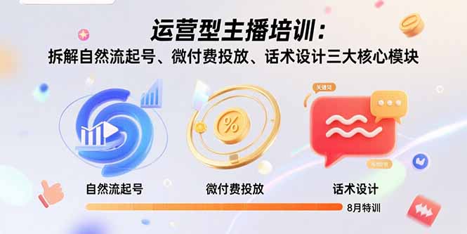 运营型主播培训：拆解自然流起号、微付费投放、话术设计三大核心模块-8月-星云网创