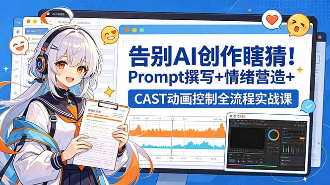 告别AI创作瞎猜！Prompt撰写+情绪营造+CAST动画控制全流程实战课-星云网创