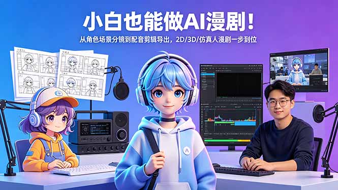 小白也能做AI漫剧！从角色场景分镜到配音剪辑导出，2D/3D/仿真人漫剧一步到位-星云网创