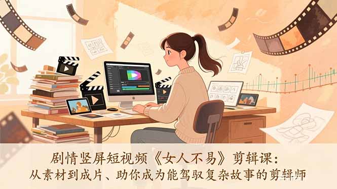 剧情竖屏短视频《女人不易》剪辑课：从素材到成片、助你成为能驾驭复杂故事的剪辑师-星云网创