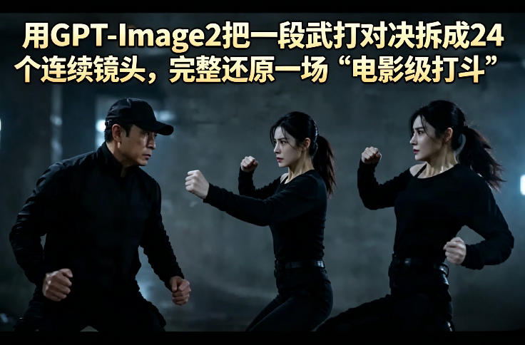 用GPT-Image2把一段武打对决拆成24个连续镜头，完整还原一场“电影级打斗”-星云网创