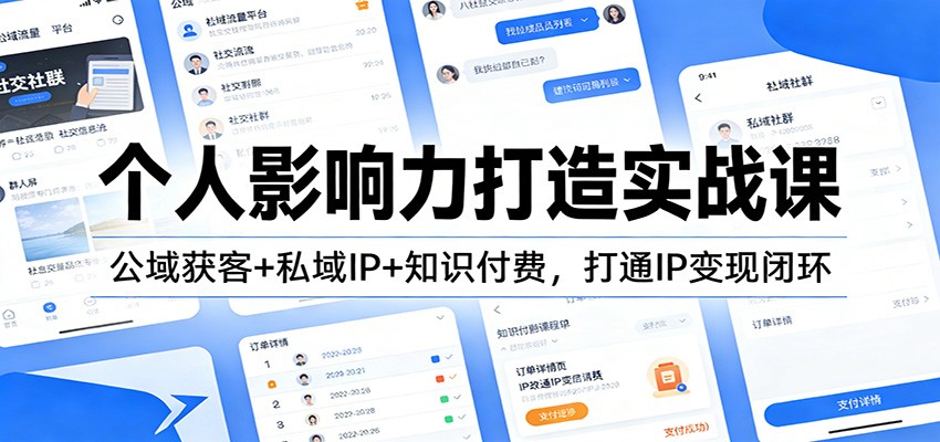 个人影响力打造实战课：公域获客+私域IP+知识付费，打通IP变现闭环-问题不大网创