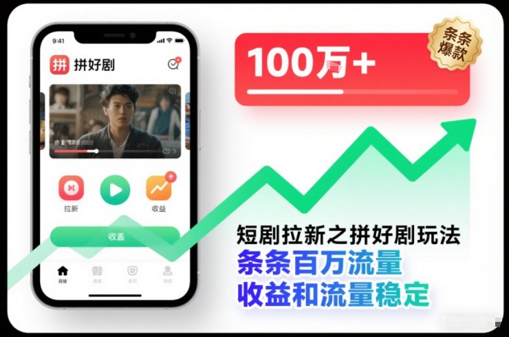 短剧拉新之拼好剧玩法，条条百万流量，收益和流量稳定-星云网创