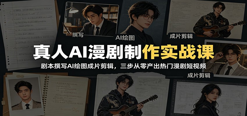 真人AI漫剧制作实战课：剧本撰写AI绘图成片剪辑，三步从零产出热门漫剧短视频-星云网创