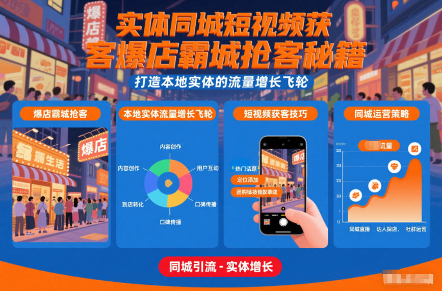 实体同城短视频获客爆店霸城抢客秘籍，打造本地实体的流量增长飞轮-星云网创