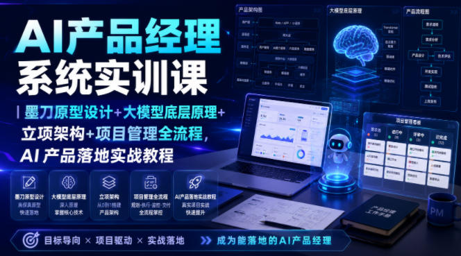 AI产品经理系统实训课｜墨刀原型设计+大模型底层原理+立项架构+项目管理全流程，AI产品落地实战教程-星云网创