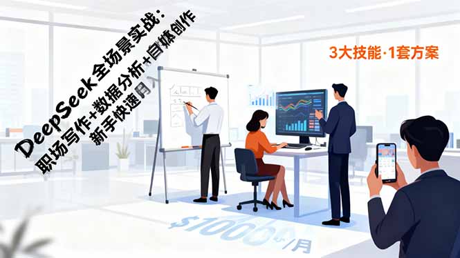 DeepSeek全场景实战：职场写作+数据分析+自媒体创作，新手快速月入过万-星云网创