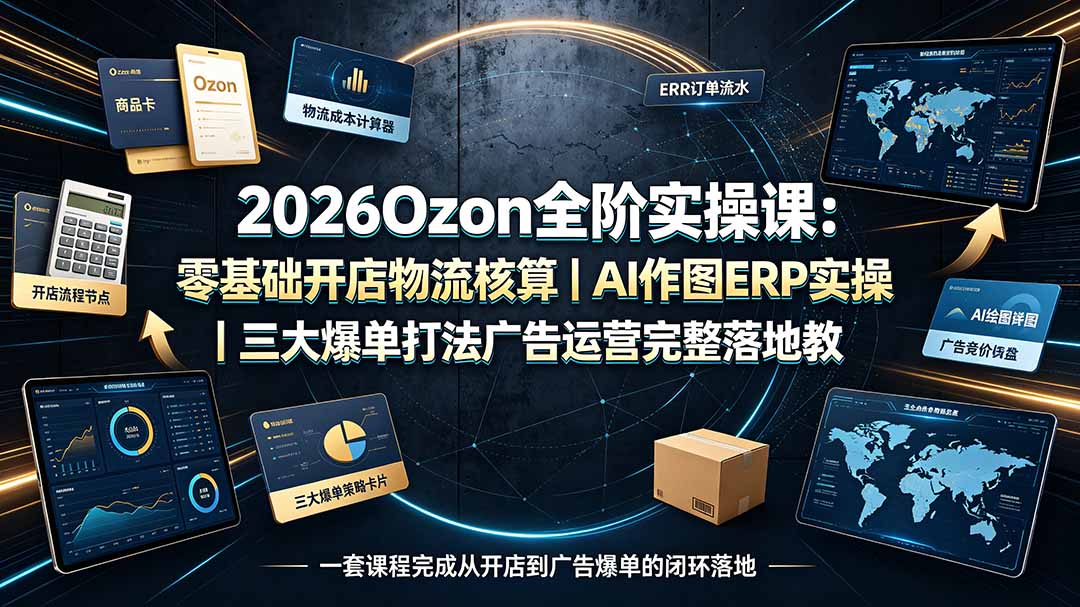 2026Ozon全阶实操课：零基础开店物流核算｜AI作图ERP实操｜三大爆单打法广告运营完整落地教程-星云网创