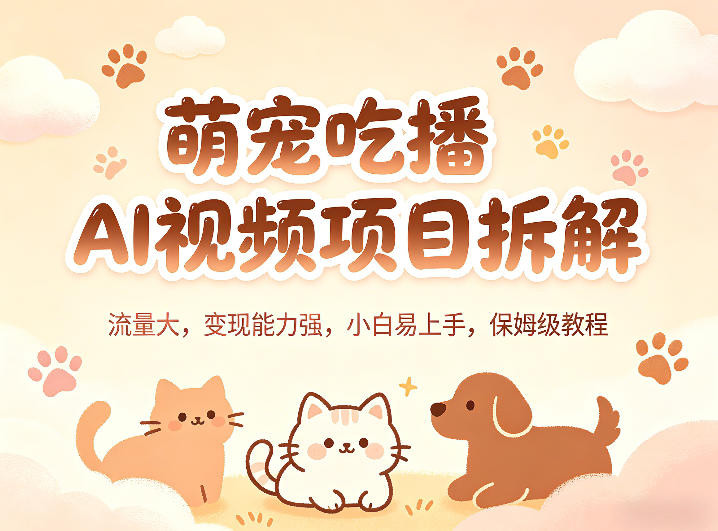 萌宠吃播AI视频项目拆解，流量大，变现能力强，小白易上手，保姆级教程-星云网创