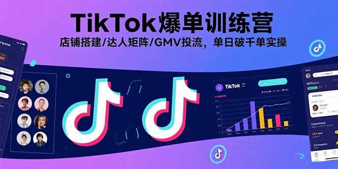 TikTok爆单训练营，店铺搭建/达人矩阵/GMV投流，单日破千单实操-星云网创