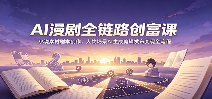 AI漫剧全链路创富课:小说素材剧本创作,人物场景AI生成剪辑发布变现全流程-星云网创