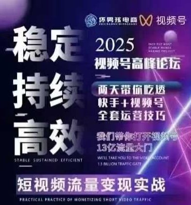 坏男孩电商视频号7月1号线下课，视频号短引、精细化模型打法，三频共振，无人，快手全站精细化运营-星云网创