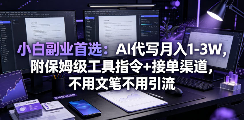 小白副业首选：AI代写月入1-3W，附保姆级工具指令+接单渠道，不用文笔不用引流【揭秘】-星云网创
