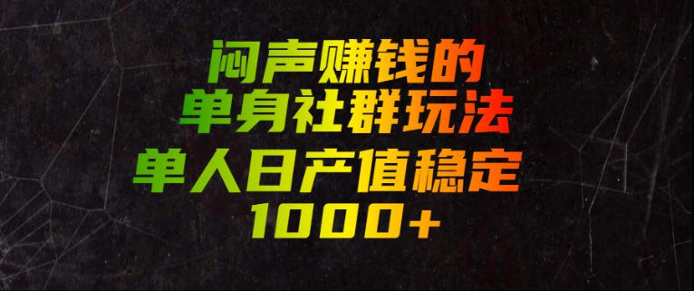闷声賺钱的单身社群玩法，单人日产值稳定1000+【揭秘】-星云网创
