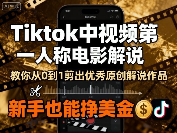 Tiktok中视频第一人称电影解说，教你从0到1剪出一个优秀的原创解说作品，新手也能挣美金-星云网创
