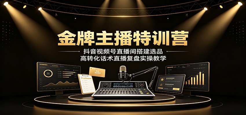 金牌主播特训营：抖音视频号直播间搭建选品，高转化话术直播复盘实操教学-星云网创
