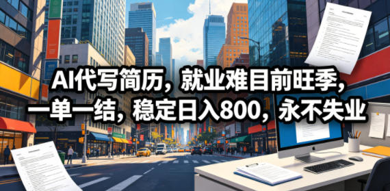 AI代写简历，就业难目前旺季，一单一结，稳定日入800，永不失业-星云网创