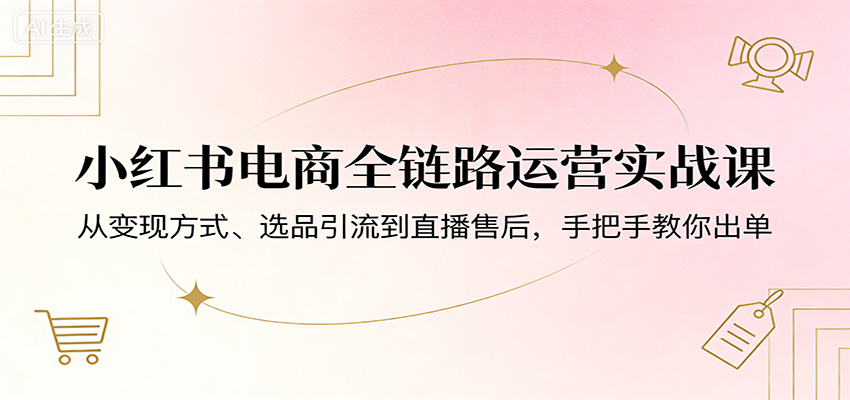 小红书电商全链路运营实战课：从变现方式、选品引流到直播售后，手把手教你出单-星云网创