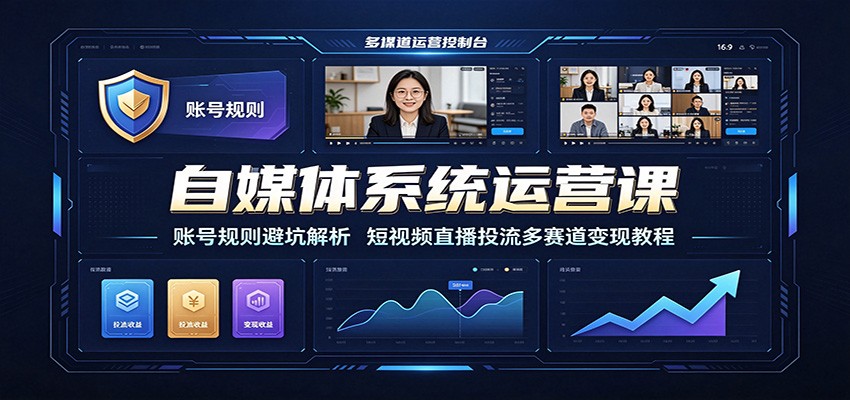 自媒体系统运营课：账号规则避坑解析，短视频直播投流多赛道变现教程-星云网创