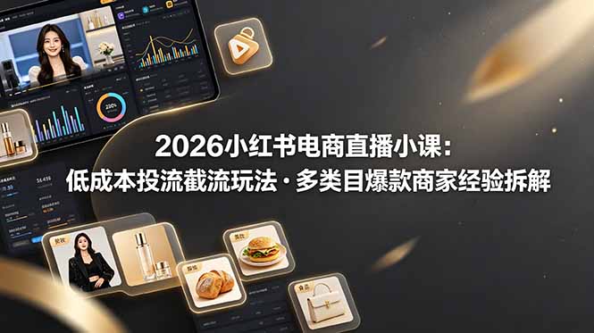 2026小红书电商直播小课，低成本投流截流玩法，多类目爆款商家经验完整拆解教学-星云网创