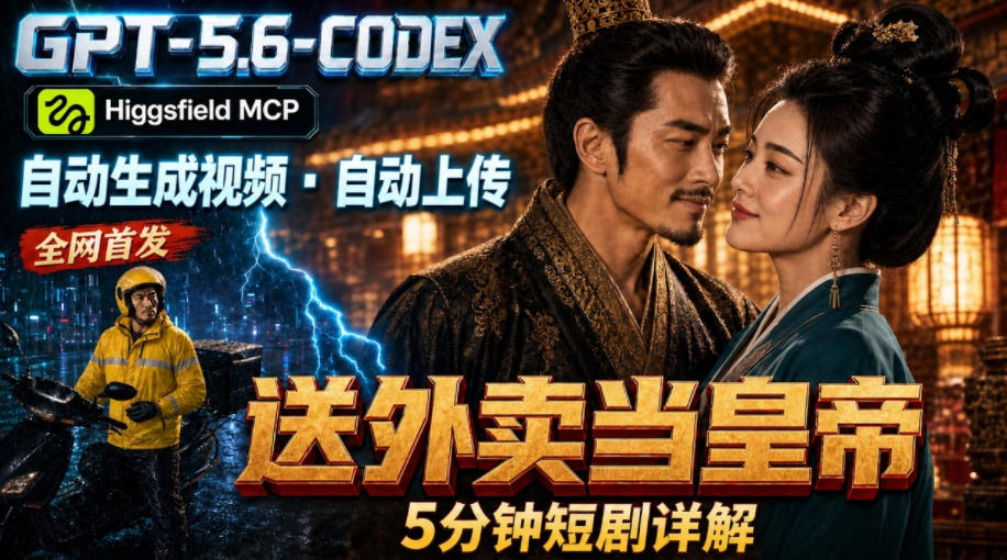 GPT-5.6 Codex+Higgsfield MCP：一条指令生成5分钟短剧并自动上传YouTube(油管)-星云网创