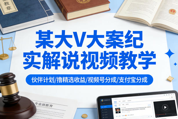 某大V大案纪实解说视频教学，可做伙伴计划、撸精选收益，视频号和支付宝分成计划均可-星云网创