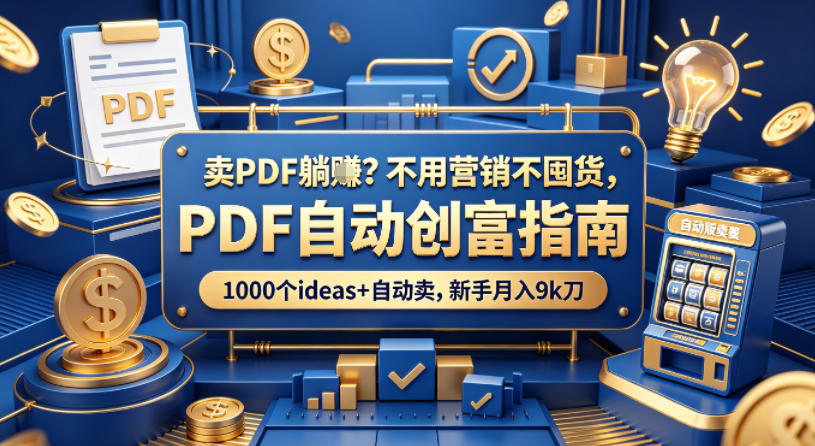 卖PDF躺賺？不用营销不囤货，PDF自动创富指南，1000个ideas+自动卖，新手月入9k刀【原创双语字幕】-星云网创
