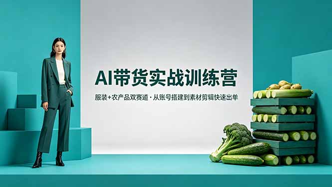 AI带货实战训练营，服装+农产品双赛道，从账号搭建到素材剪辑快速出单-星云网创