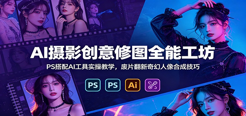 AI摄影创意修图全能工坊：PS搭配AI工具实操教学，废片翻新奇幻人像合成技巧-星云网创