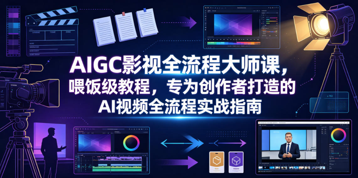 AIGC影视全流程大师课，喂饭级教程，专为创作者打造的AI视频全流程实战指南-星云网创