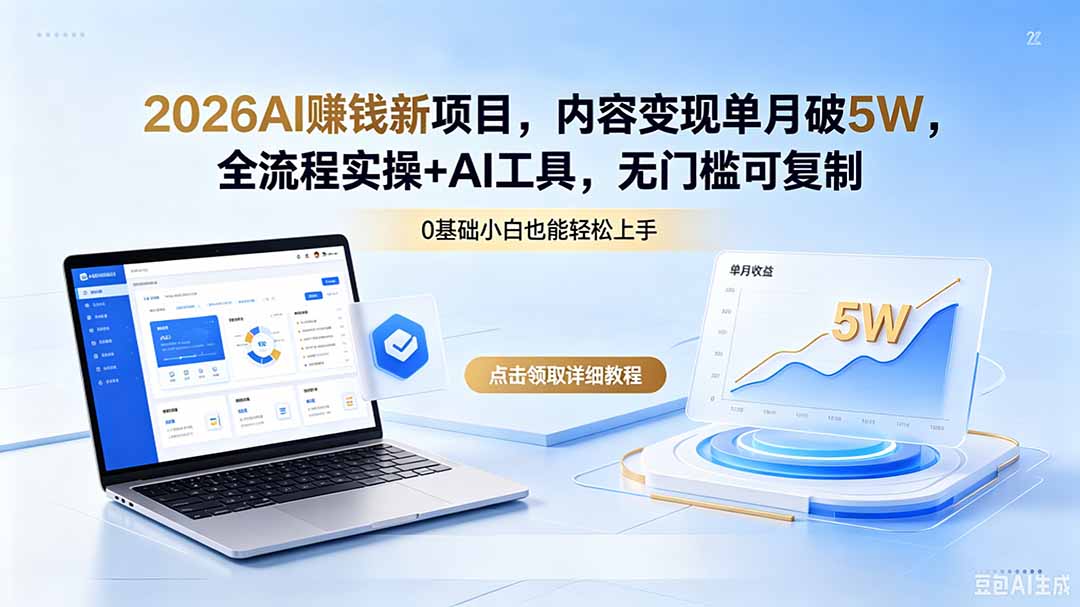 2026AI赚钱新项目，内容变现单月破5W，全流程实操+AI工具，无门槛可复制-星云网创