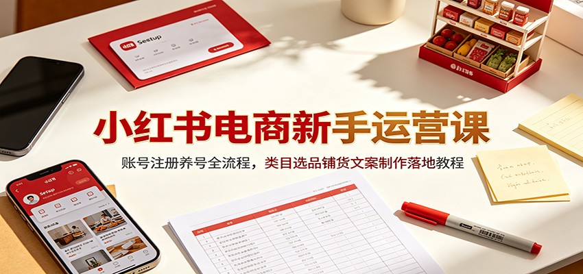 小红书电商新手运营课：账号注册养号全流程，类目选品铺货文案制作落地教程-星云网创