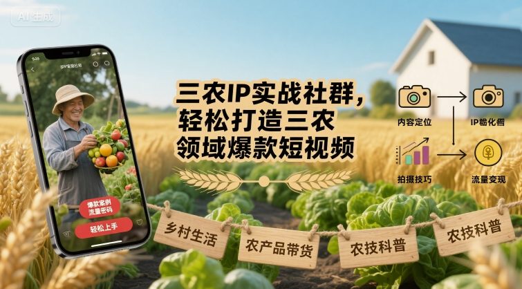 三农IP实战社群，轻松打造三农领域爆款短视频-星云网创