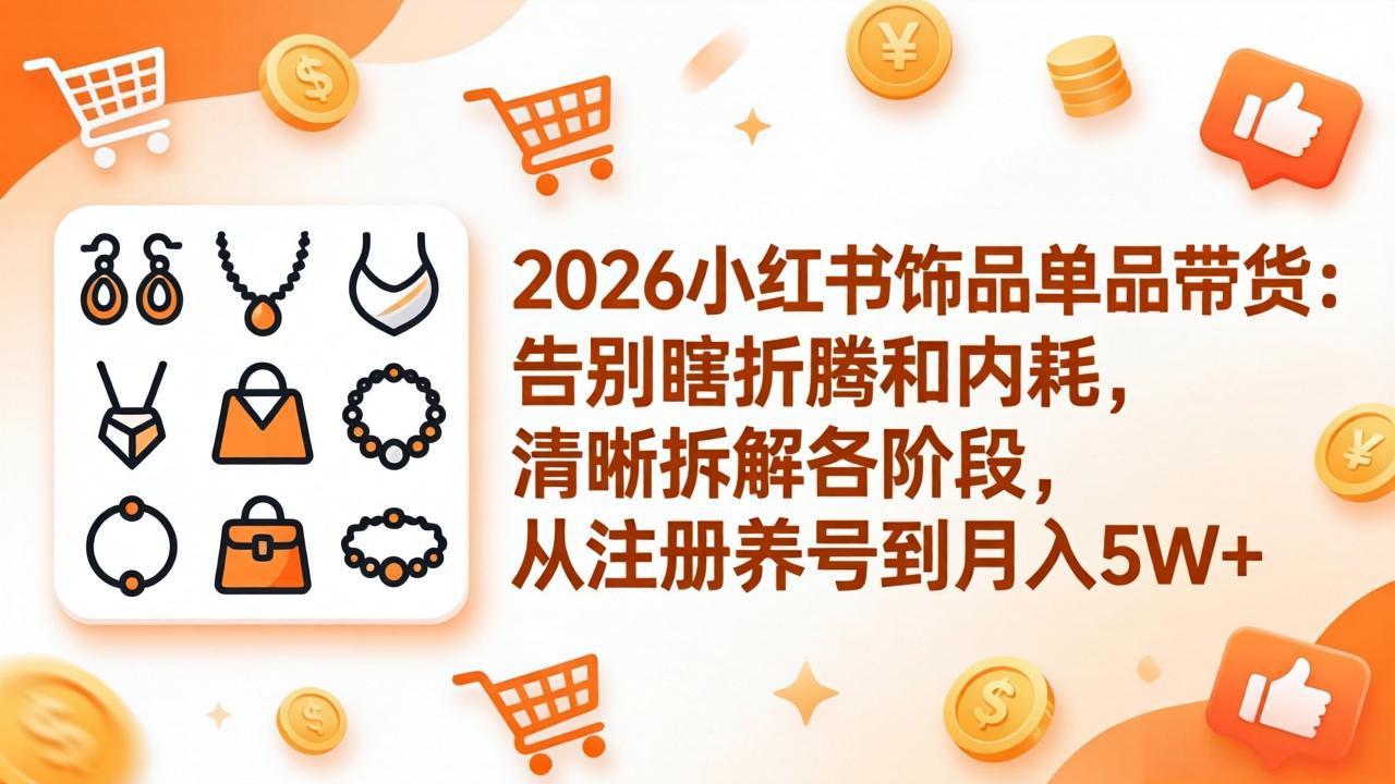 2026小红书饰品单品带货：告别瞎折腾和内耗，清晰拆解各阶段，从注册养号到月入5W+-星云网创