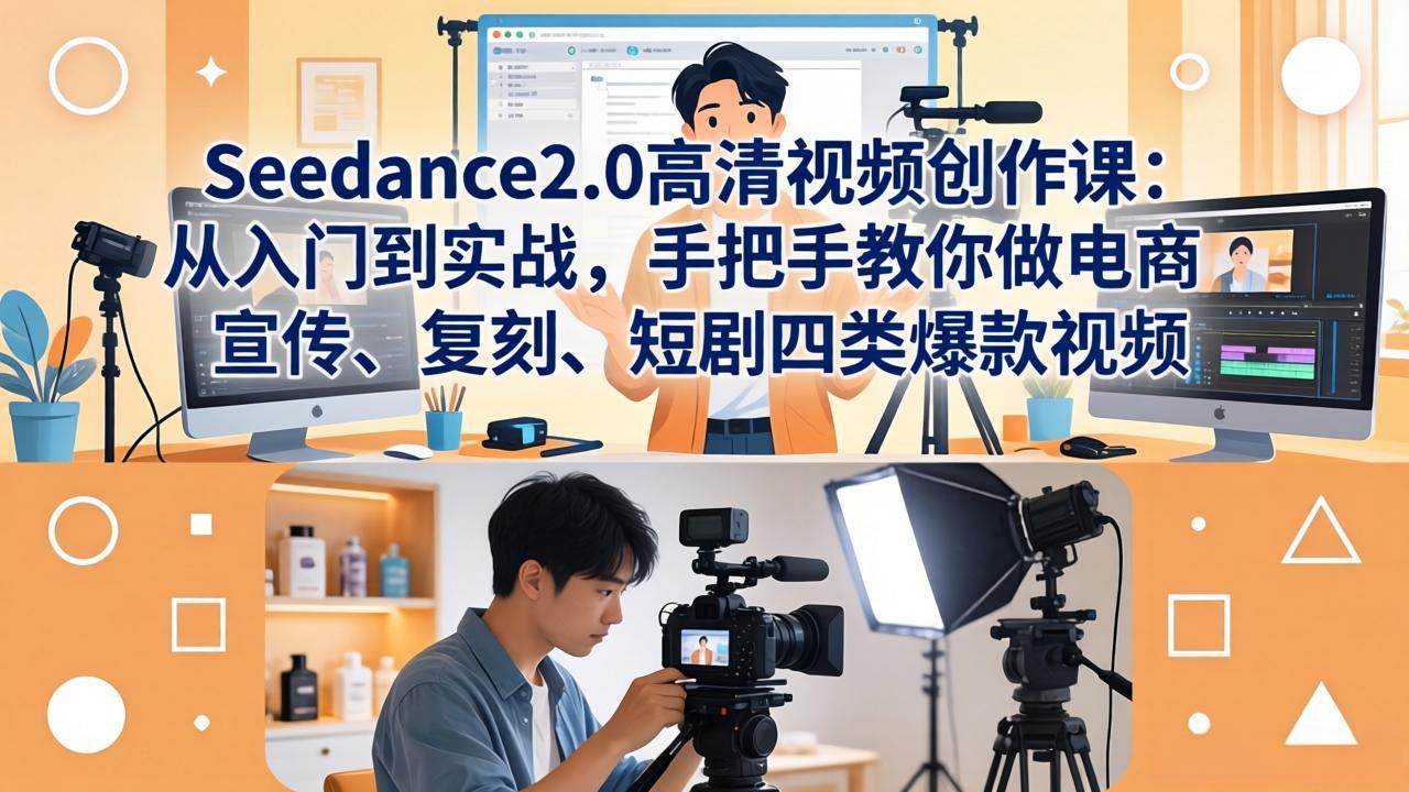 Seedance2.0高清视频创作课：从入门到实战，手把手教你做电商、宣传、复刻、短剧四类爆款视频-星云网创