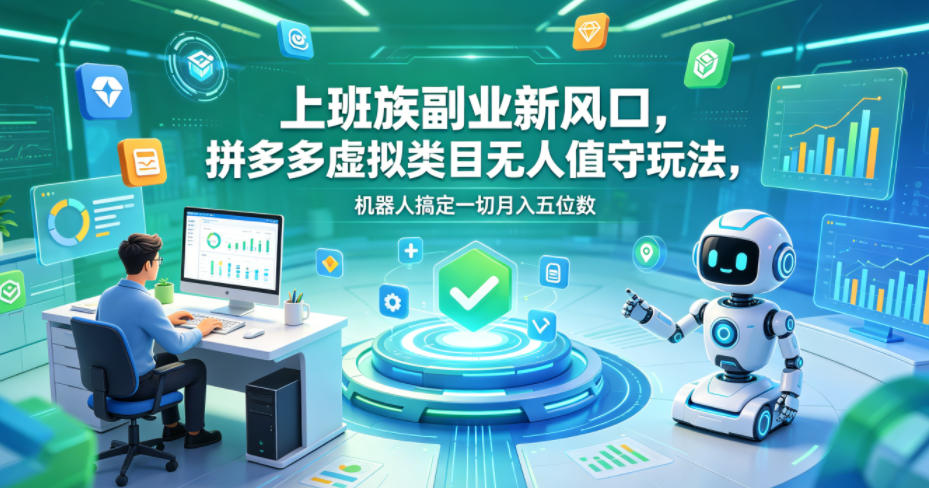 上班族副业新风口，拼多多虚拟类目无人值守玩法，机器人搞定一切月入五位数【揭秘】-星云网创