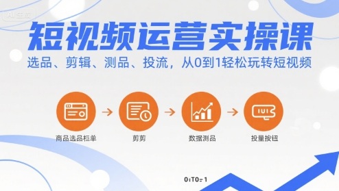 短视频运营实操课，选品、剪辑、测品、投流，从0到1轻松玩转短视频-星云网创