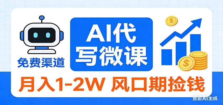 2026告别打工！AI 代写微课，提供免费渠道，月入 1-2W 风口期捡钱-星云网创