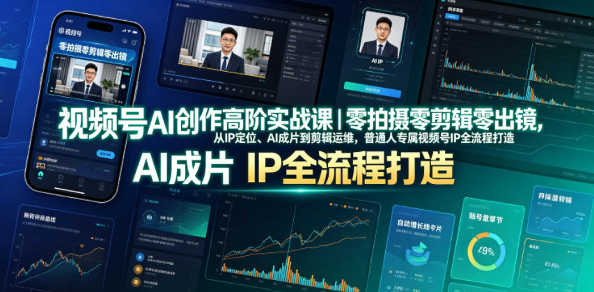 视频号AI创作高阶实战课｜零拍摄零剪辑零出镜，从IP定位、AI成片到剪辑运维，普通人专属视频号IP全流程打造-星云网创